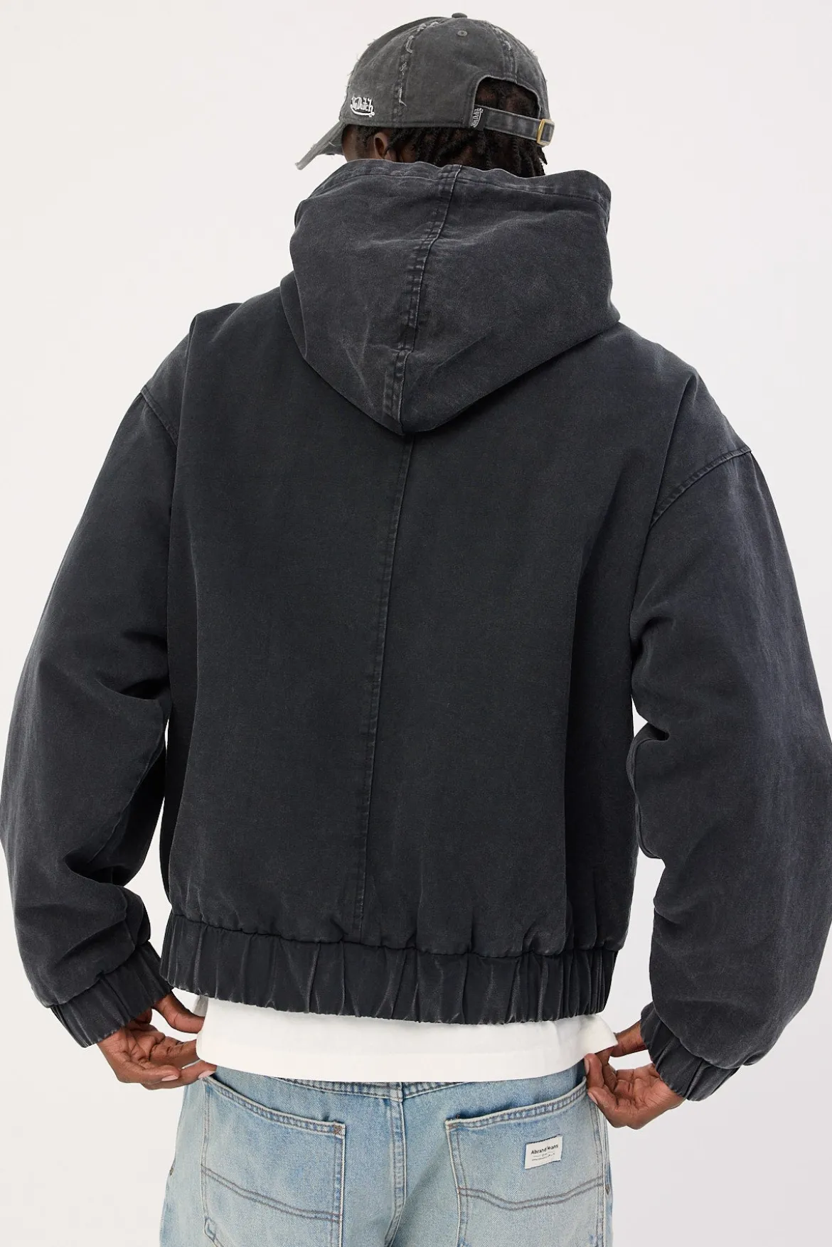 Unknown Hooded Bomber Jacket Washed Black