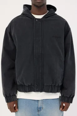 Unknown Hooded Bomber Jacket Washed Black