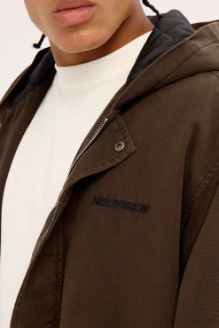 Unknown Hooded Bomber Jacket Washed Brown