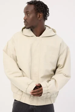 Unknown Hooded Bomber Jacket Washed Stone