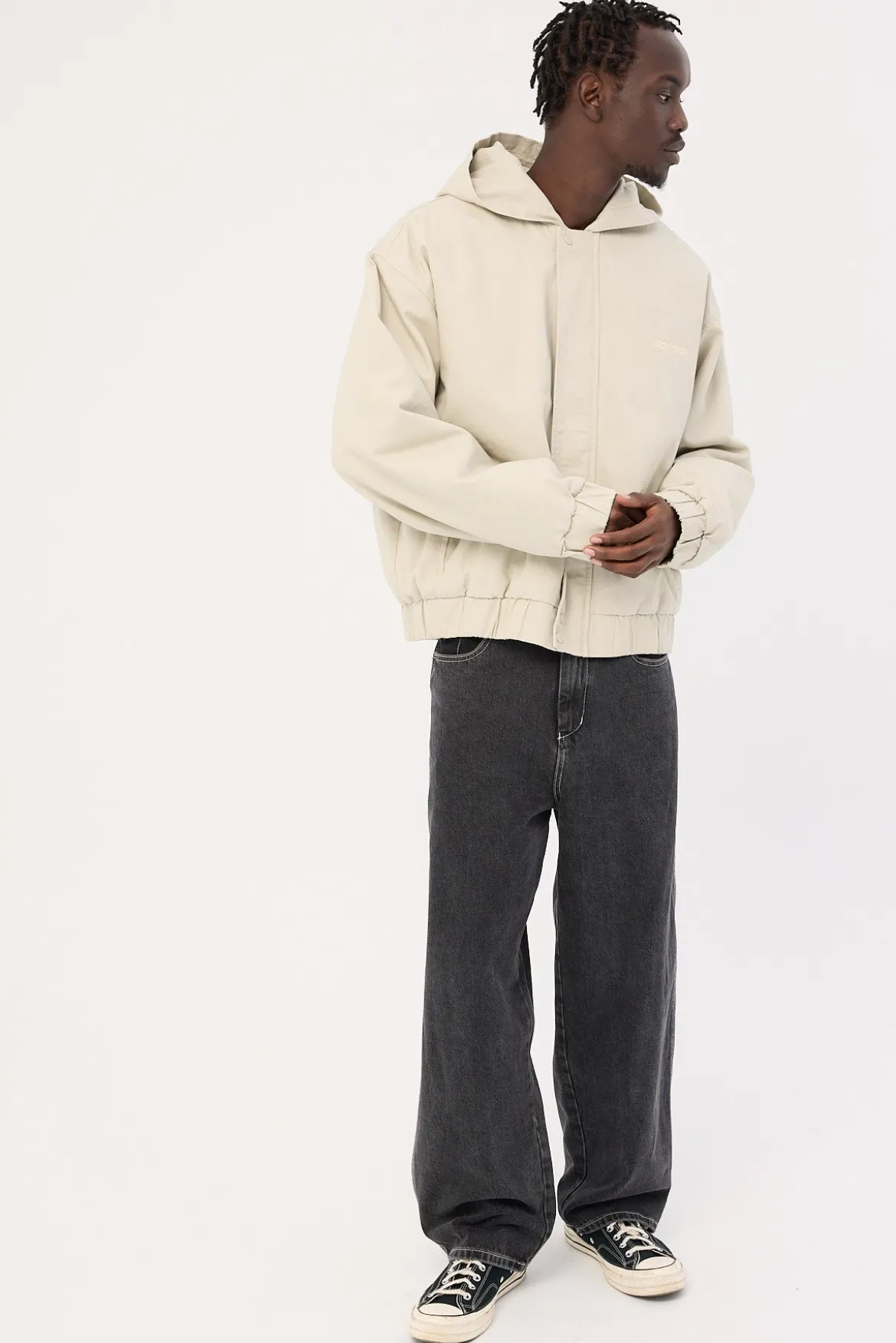 Unknown Hooded Bomber Jacket Washed Stone