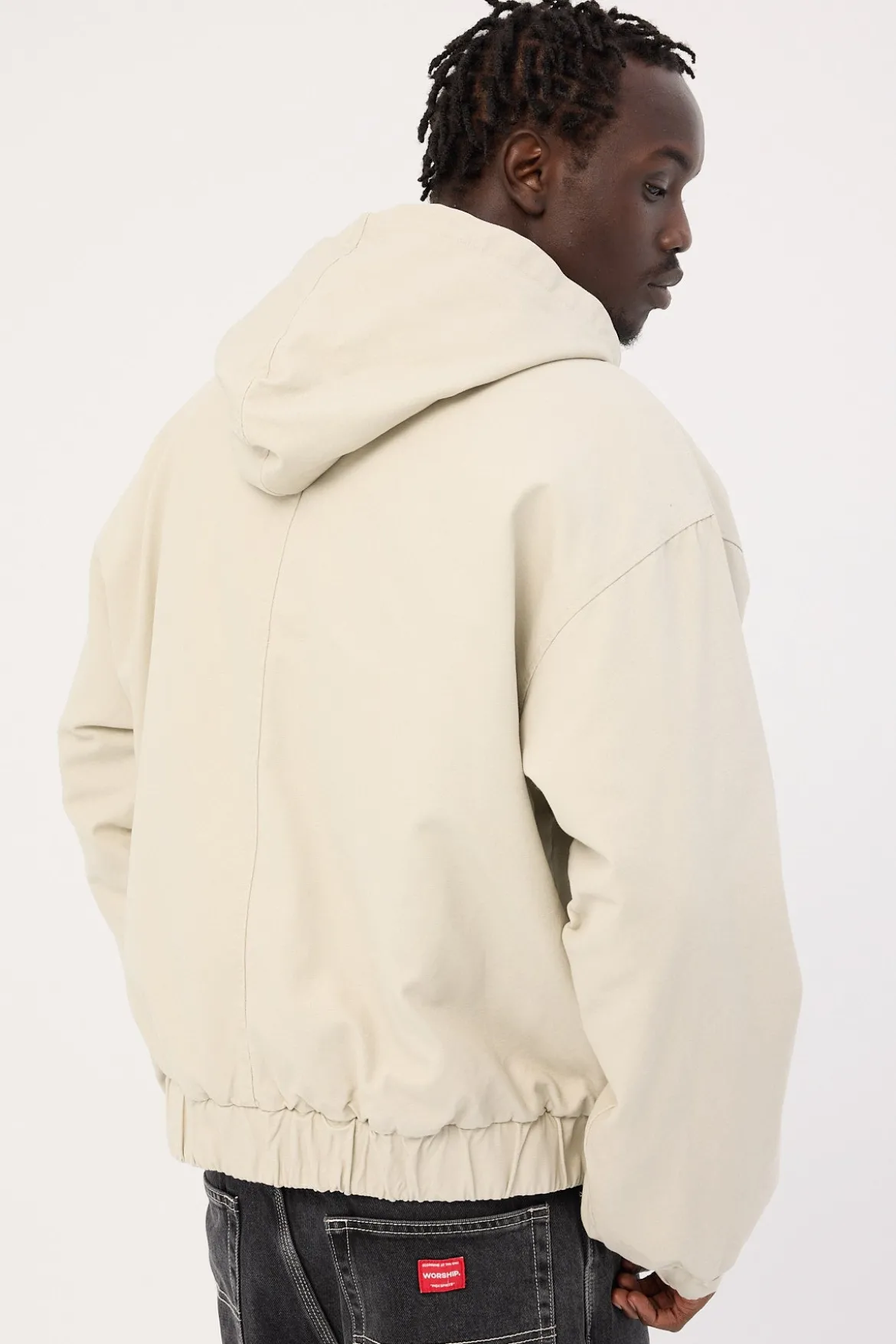 Unknown Hooded Bomber Jacket Washed Stone