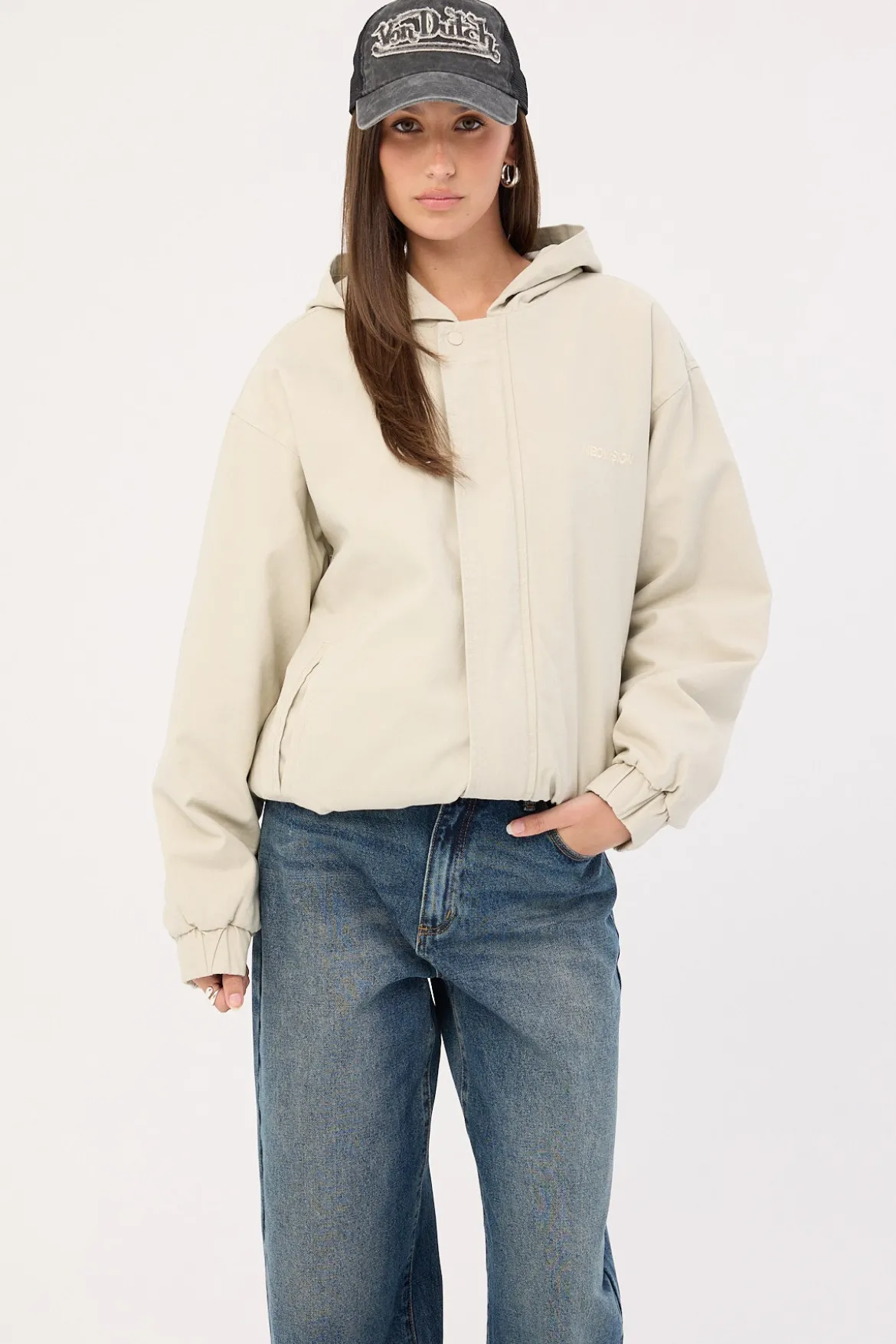 Unknown Hooded Bomber Jacket Washed Stone