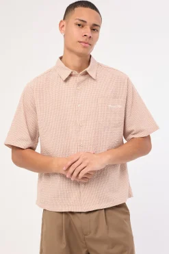 Urban Boxy Cropped Shirt Pink Check