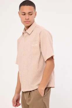 Urban Boxy Cropped Shirt Pink Check