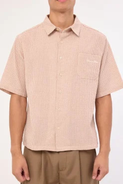 Urban Boxy Cropped Shirt Pink Check