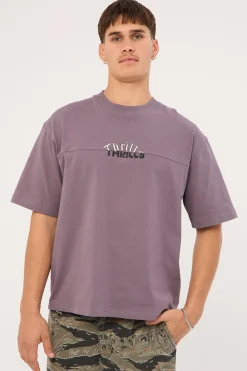 Used And Fused Box Fit Oversize Short Tee Purple Ash