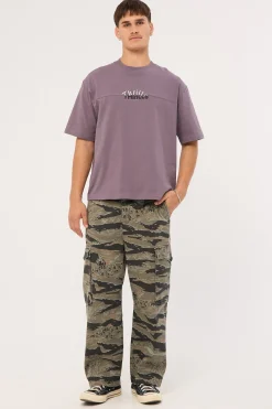 Used And Fused Box Fit Oversize Short Tee Purple Ash