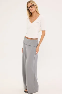 Vaila Fold Over Pant Grey