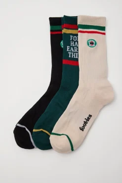 VB Sneaker Socks 3 Pack Gift Can Black/Green/Cream