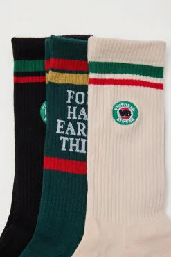 VB Sneaker Socks 3 Pack Gift Can Black/Green/Cream