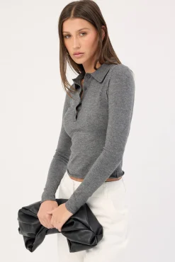 Veda Long Sleeve Top Charcoal