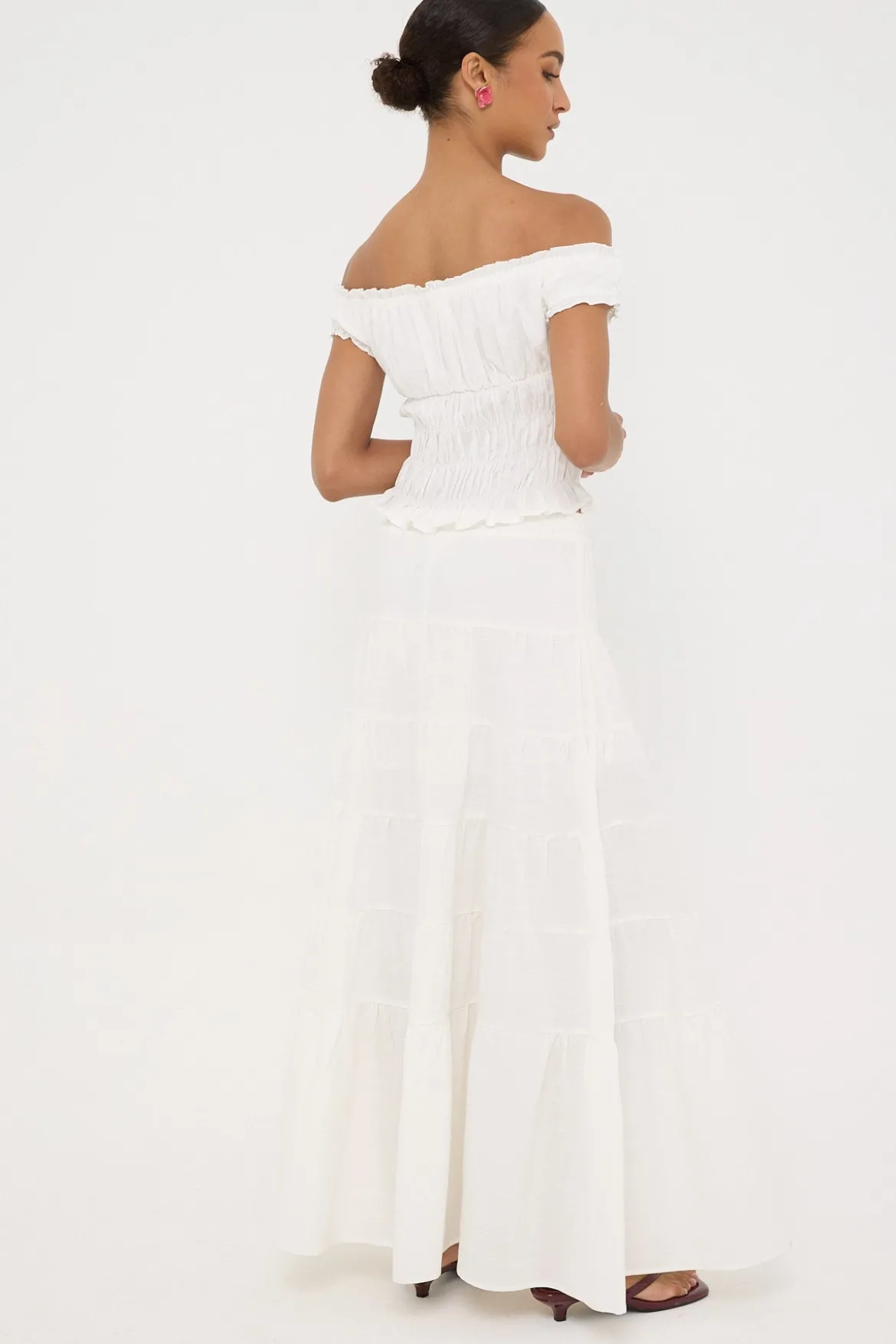 Vera Tiered Maxi Skirt White