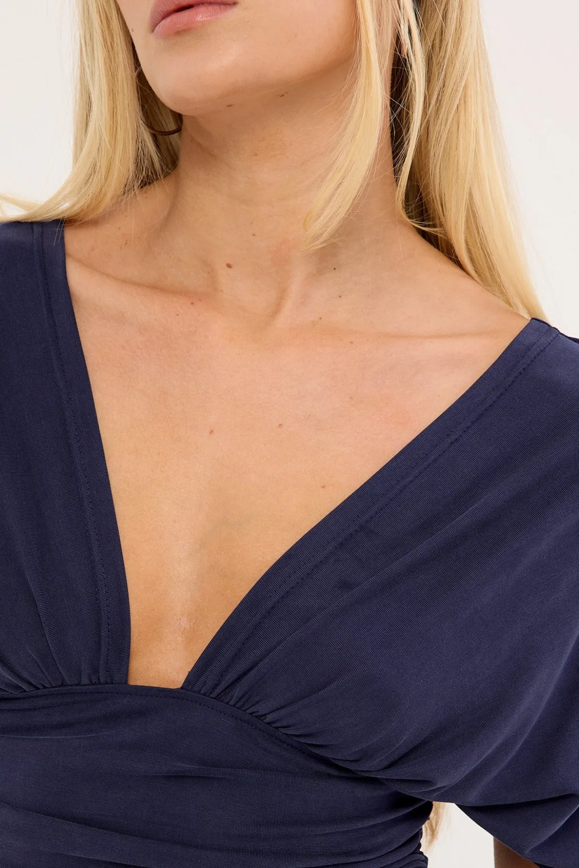 Vernia Plunge Batwing Top Cupro Navy