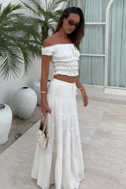 Verona Off Shoulder Ruched Top White