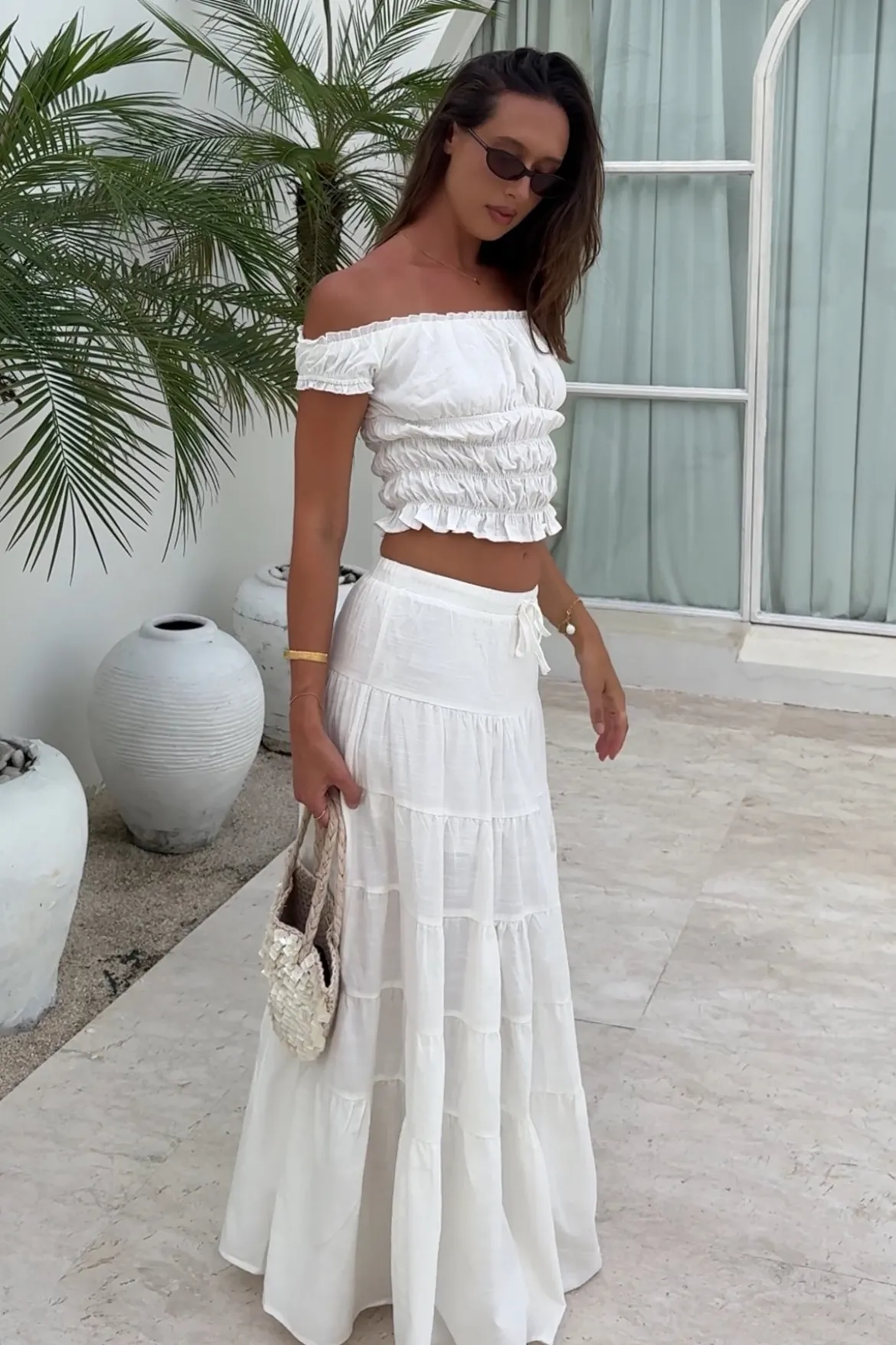 Verona Off Shoulder Ruched Top White