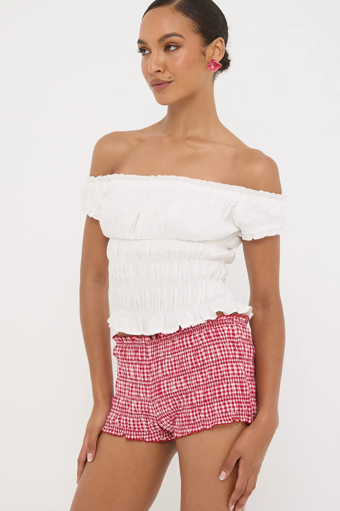 Verona Off Shoulder Ruched Top White