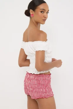 Verona Off Shoulder Ruched Top White