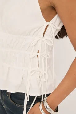 Verona Ruched Side Tie Top White