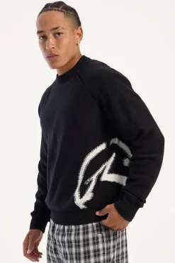 Verso Boxy Knitted Crew Black Black