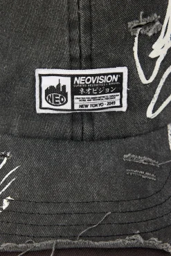 Vice Distressed Dad Cap Washed Black