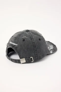 Vice Distressed Dad Cap Washed Black