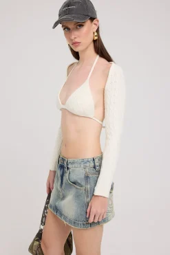 Vida Tie Up Knit Bralette Cream