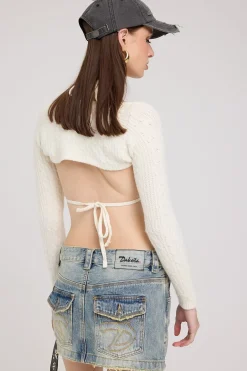 Vida Tie Up Knit Bralette Cream