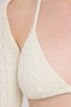 Vida Tie Up Knit Bralette Cream