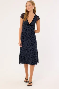 Vilinia Midi Dress Pretty Petal Flock Black