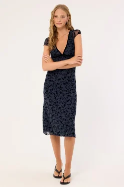Vilinia Midi Dress Pretty Petal Flock Black