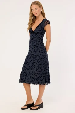 Vilinia Midi Dress Pretty Petal Flock Black