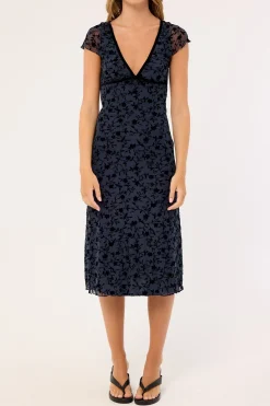 Vilinia Midi Dress Pretty Petal Flock Black