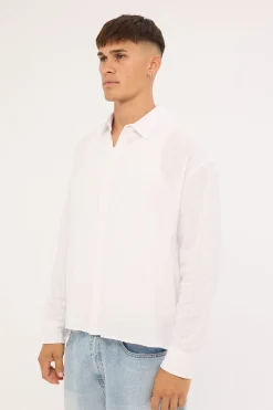 Vincent Boxy Long Sleeve Resort Shirt Off White
