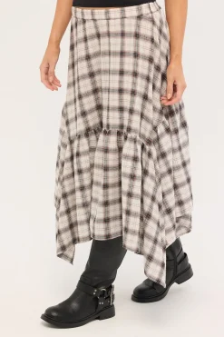 Vintage Check Midi Skirt Check Print