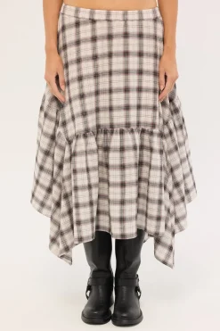Vintage Check Midi Skirt Check Print