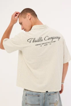 Visions Box Fit Cropped Short Sleeve Shirt Heritage White Stripe