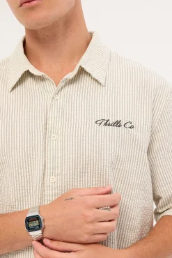 Visions Box Fit Cropped Short Sleeve Shirt Heritage White Stripe