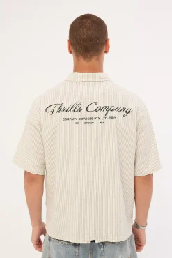 Visions Box Fit Cropped Short Sleeve Shirt Heritage White Stripe