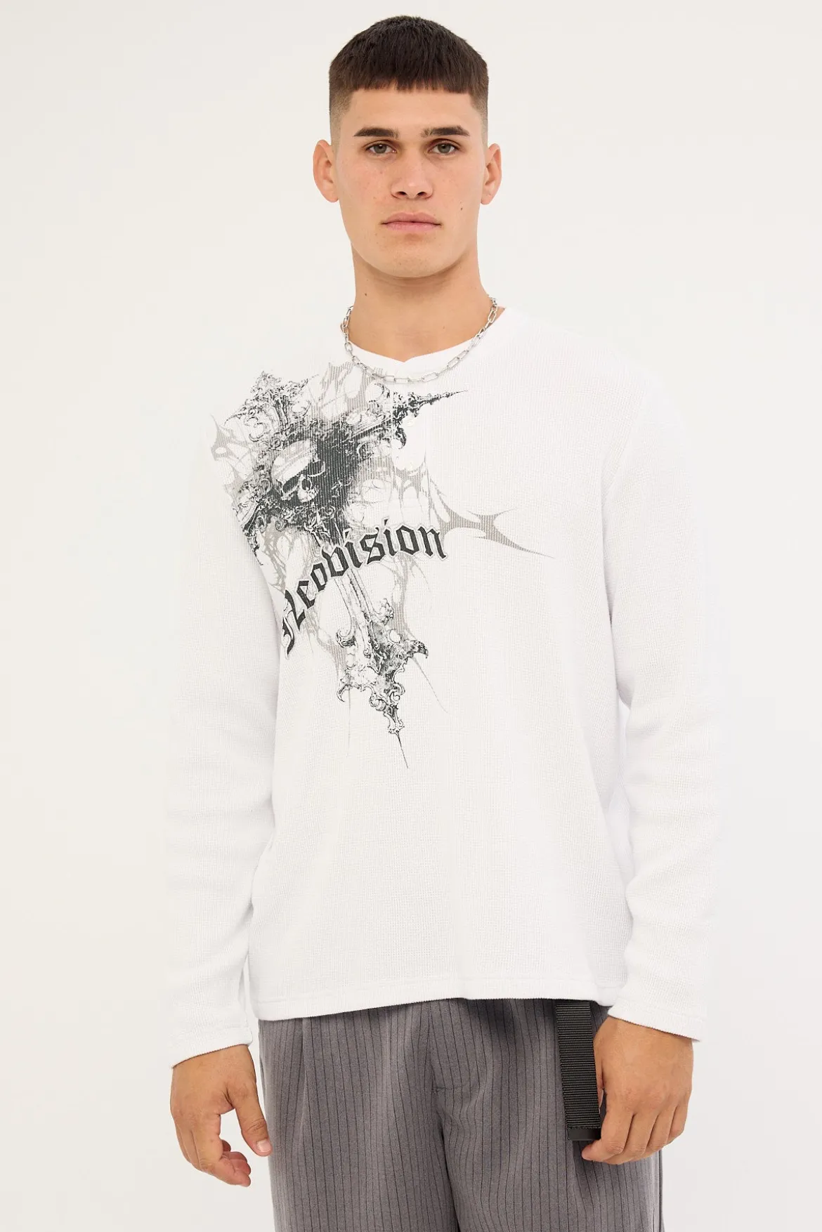 Voidcore Henley Long Sleeve Tee White