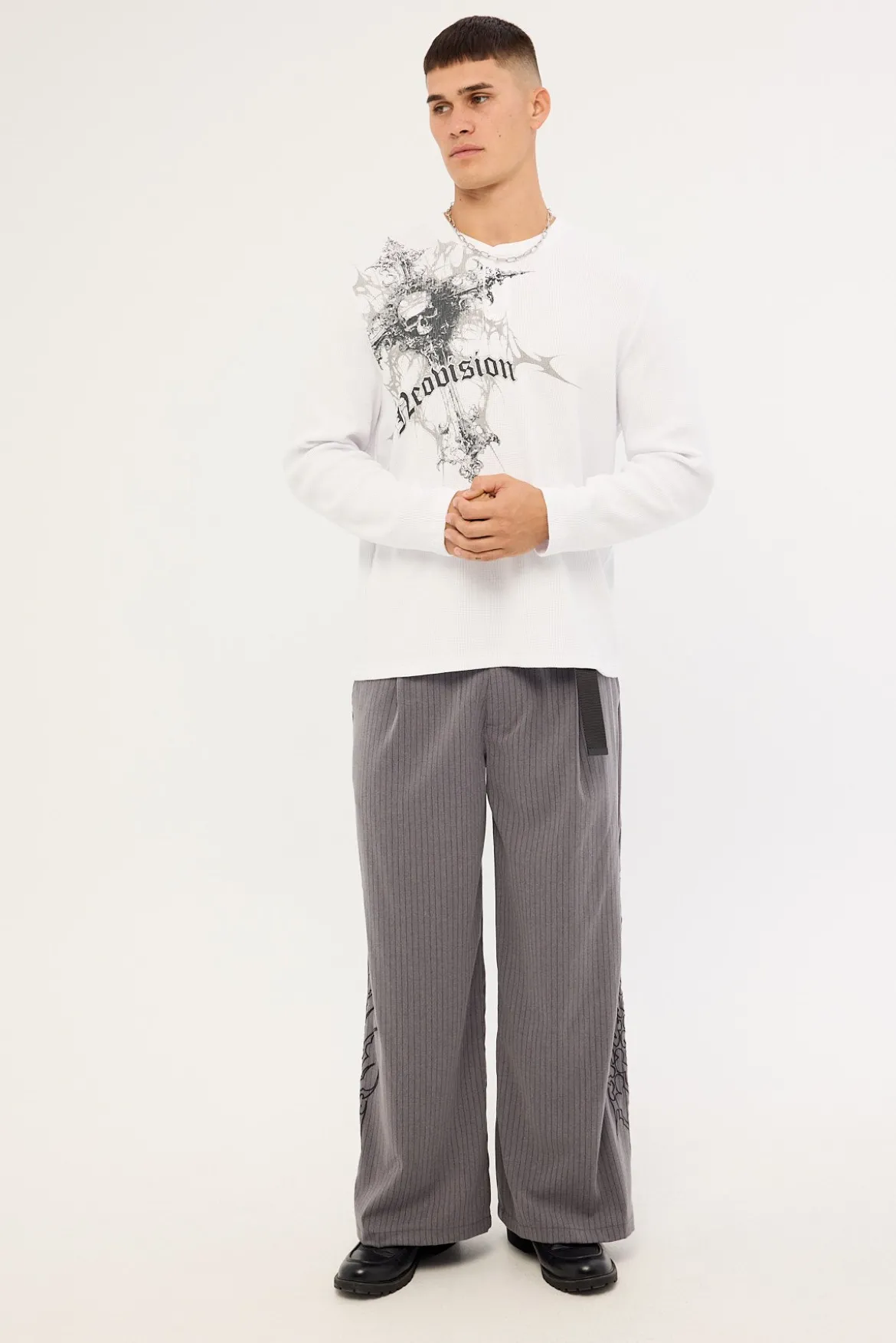 Voidcore Henley Long Sleeve Tee White