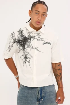 Voidcore Oversize Cropped Shirt White