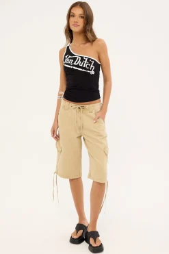 Von Dutch Asymmetric One Shoulder Top Black