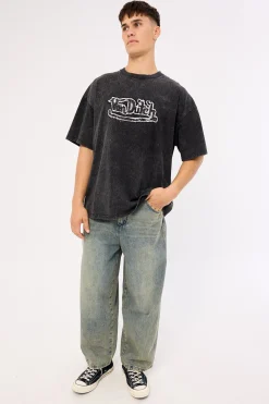 Von Dutch Distressed Men's Tee Washed Black