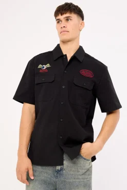 Von Dutch Mix Men's Collared Shirt Black