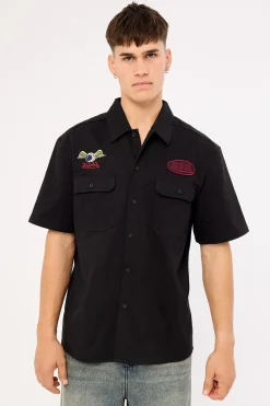 Von Dutch Mix Men's Collared Shirt Black