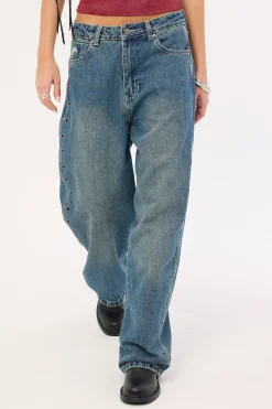 Vortex Big Baggy Jean Dirty Mid Blue
