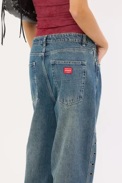 Vortex Big Baggy Jean Dirty Mid Blue