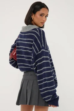 Waist Cord Tie Pleated Skirt Grey