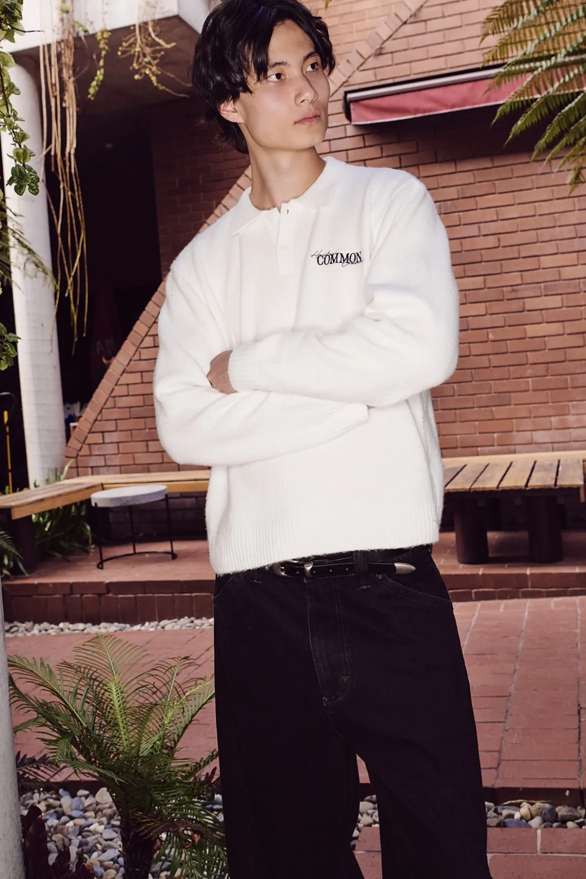 Wallace Knit Polo Off White